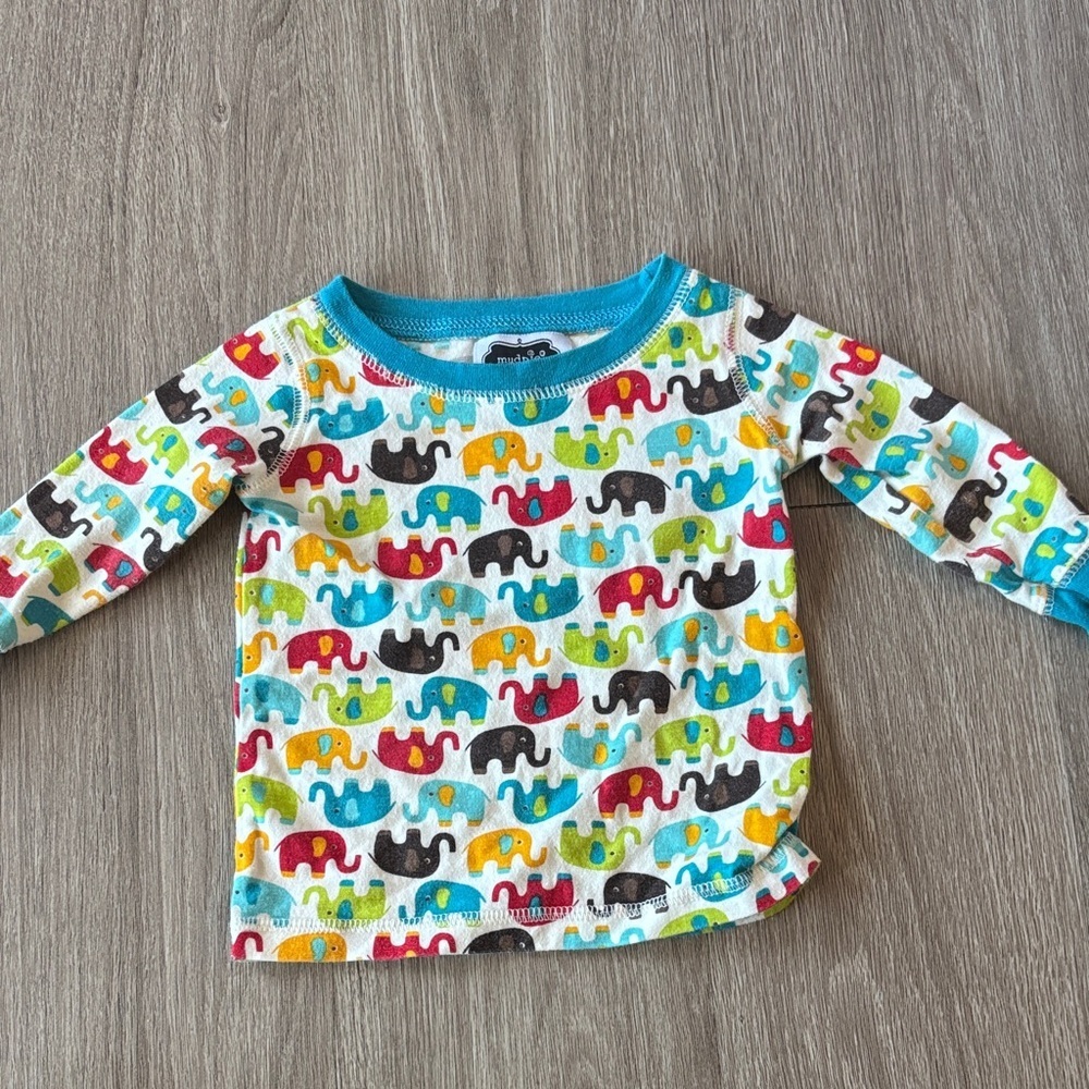 Mud Pie Multicolor Elephant Long Sleeve Tee